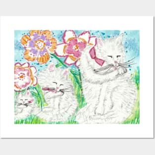 Family bath time cat Posters and Art